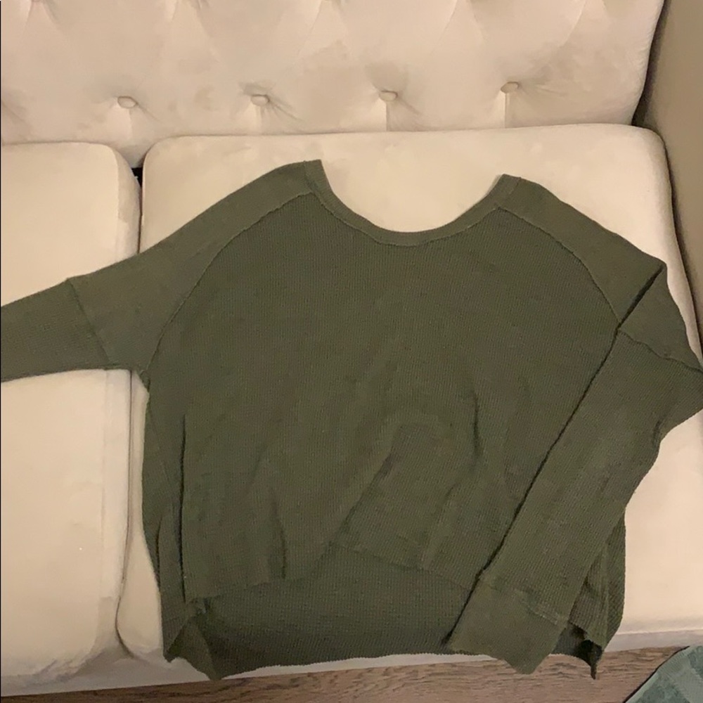 Green cropped TNA waffle knit